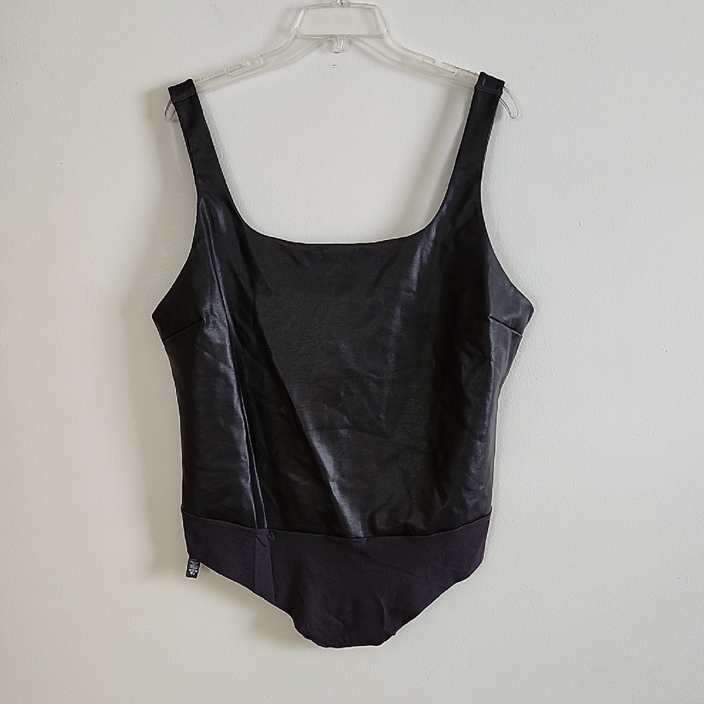 Skims Deep Brown Sleeveless Fuax Leather Bodysuit. READ Womens 4X
